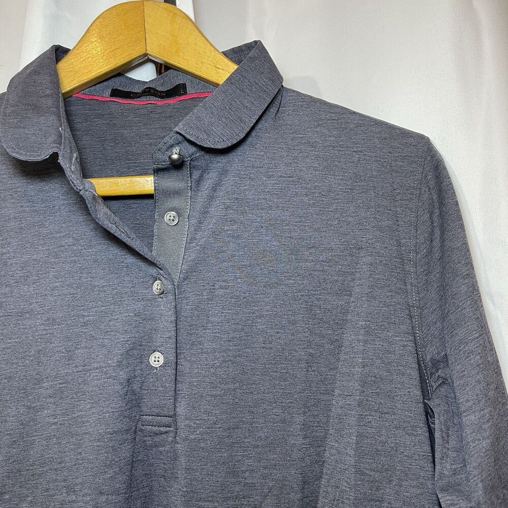 GREYSON Women's Large Golf Polo Shirt Gray Scarlett Long Sleeve Pullover